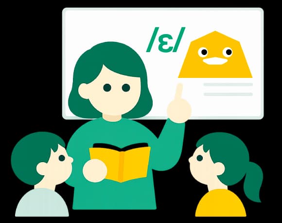子どもに正しい発音を教えたい教育者のイラスト